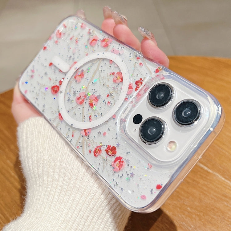 For iPhone 15 Spring Garden MagSafe TPU Phone Case(F04 French Flowers) - iPhone 15 Cases by buy2fix | Online Shopping UK | buy2fix