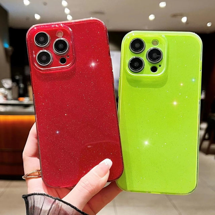 For iPhone 16 Pro Jelly Glitter Solid Color TPU Phone Case(Fluorescent Green) - iPhone 16 Pro Cases by buy2fix | Online Shopping UK | buy2fix