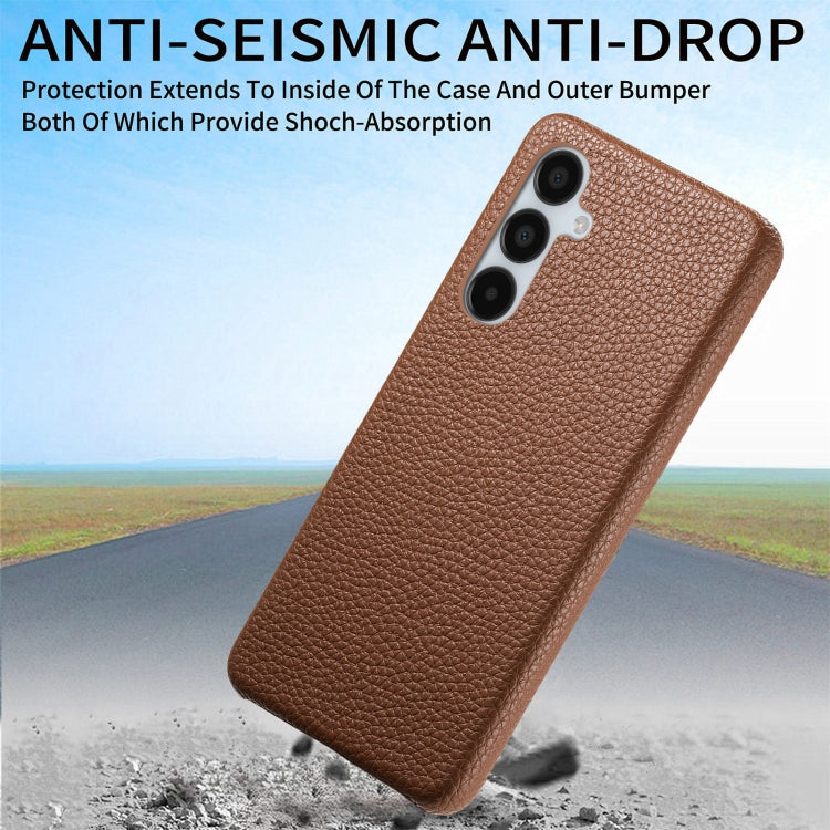 For Samsung Galaxy A15 Litchi Oil Edge Leather Back Phone Case(Brown) - Galaxy Phone Cases by buy2fix | Online Shopping UK | buy2fix