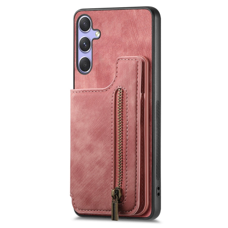 For Samsung Galaxy S25 Ultra 5G Retro Leather Zipper Wallet Back Phone Case(Pink) - Galaxy S25 Ultra 5G Cases by buy2fix | Online Shopping UK | buy2fix