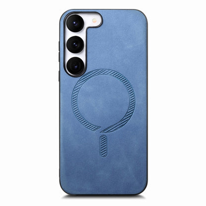 For Samsung Galaxy S23+ 5G Solid Color Retro Magsafe PU Back Cover Phone Case(Blue) - Galaxy S23+ 5G Cases by buy2fix | Online Shopping UK | buy2fix