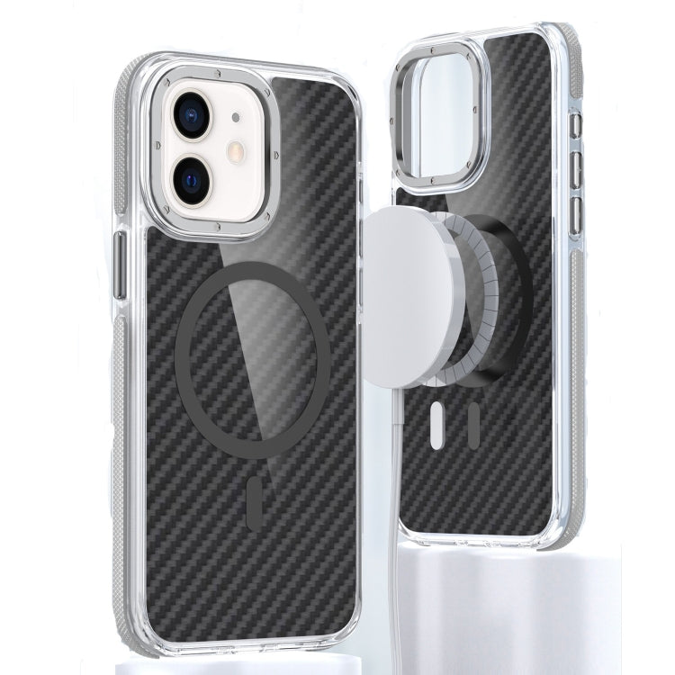 For iPhone 12 Magsafe Dual-Color Carbon Fiber Phone Case(Grey) - iPhone 12 / 12 Pro Cases by buy2fix | Online Shopping UK | buy2fix