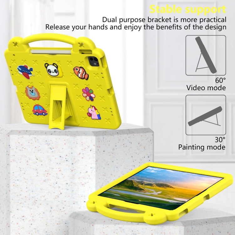 For iPad Air 13 2024 Handle Kickstand Children EVA Shockproof Tablet Case(Yellow) - iPad Air 13 2024 Cases by buy2fix | Online Shopping UK | buy2fix