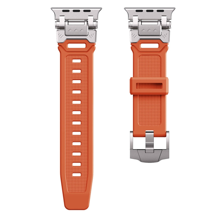 For Apple Watch Ultra 49mm Silicone Armor Mecha Head Watch Band(Orange) - Watch Bands by buy2fix | Online Shopping UK | buy2fix