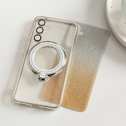 For Samsung Galaxy S23 5G Rotation MagSafe Holder Gradient Glitter TPU Phone Case(Gold) - Galaxy S23 5G Cases by buy2fix | Online Shopping UK | buy2fix