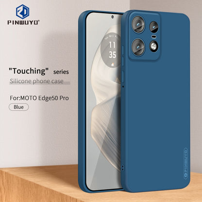 For Motorola Edge 50 Pro PINWUYO Sense Series Liquid Silicone TPU Phone Case(Blue) - Motorola Cases by PINWUYO | Online Shopping UK | buy2fix