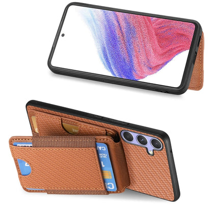 For Samsung Galaxy S25+ 5G Carbon Fiber Vertical Flip Wallet Stand Phone Case(Brown) - Galaxy S25+ 5G Cases by buy2fix | Online Shopping UK | buy2fix