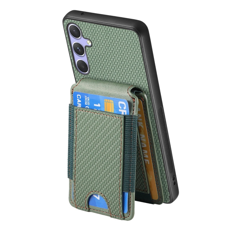 For Samsung Galaxy S25 Ultra 5G Carbon Fiber Vertical Flip Wallet Stand Phone Case(Green) - Galaxy S25 Ultra 5G Cases by buy2fix | Online Shopping UK | buy2fix