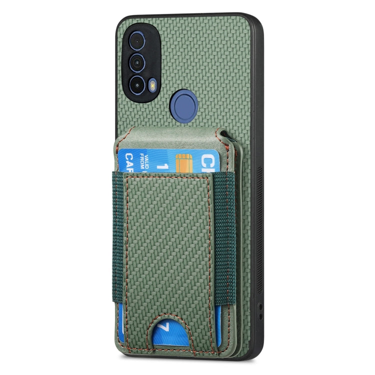 For Motorola Moto G Play 2024 4G Carbon Fiber Vertical Flip Wallet Stand Phone Case(Green) - Motorola Cases by buy2fix | Online Shopping UK | buy2fix