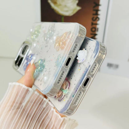 For iPhone 16 3D Colorful Crystal Butterfly TPU Phone Case(Butterful Flowers) - iPhone 16 Cases by buy2fix | Online Shopping UK | buy2fix