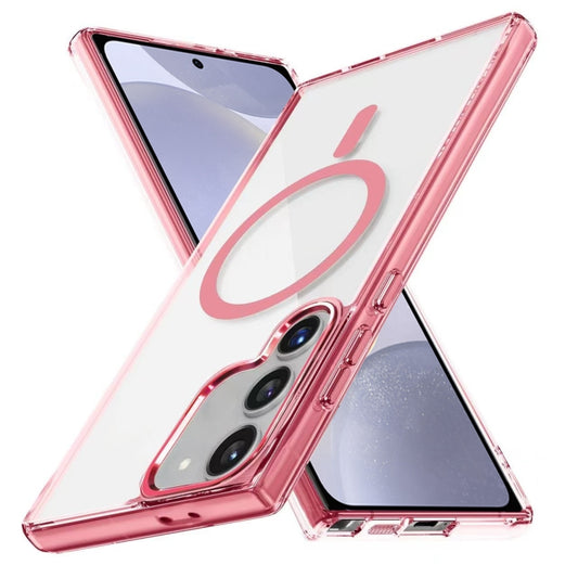 For Samsung Galaxy S24 5G Ice Color Magnetic Series TPU Hybrid Acrylic Magsafe Phone Case(Pink) - Galaxy S24 5G Cases by buy2fix | Online Shopping UK | buy2fix