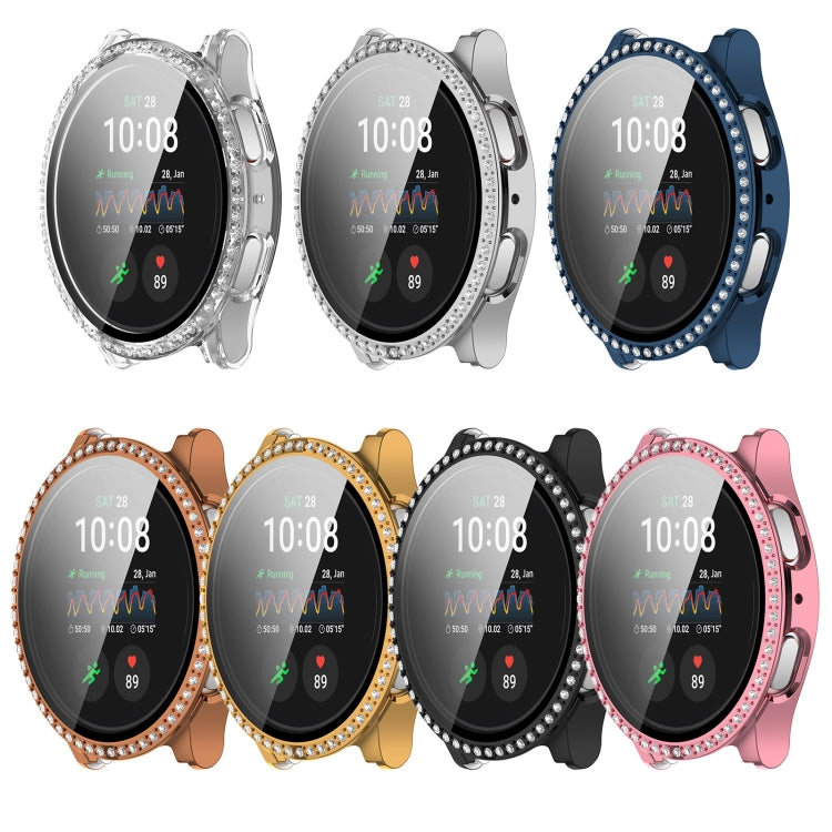 For Samsung Galaxy Watch 7 44mm Single Row Diamond PC + Tempered Film Integrated Watch Protective Case(Transparent White) - Watch Cases by buy2fix | Online Shopping UK | buy2fix