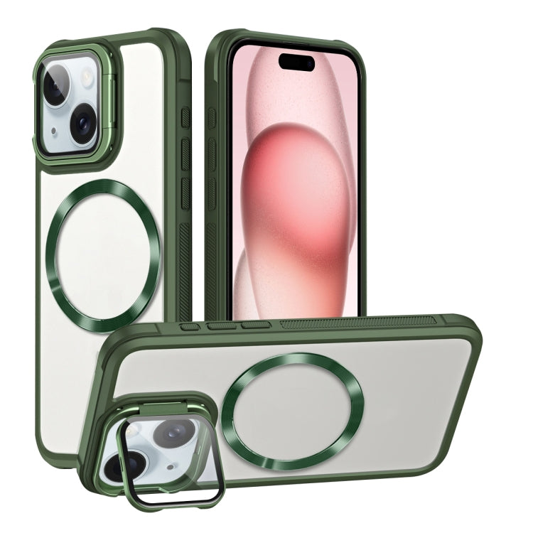 For iPhone 15 Plus Magsafe CD-grain Acrylic Hybrid TPU Phone Case(Green) - iPhone 15 Plus Cases by buy2fix | Online Shopping UK | buy2fix