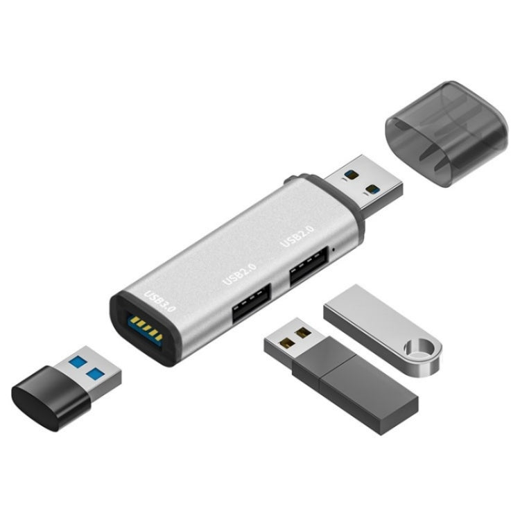 ADS-302A 3 in 1 USB to USB 3.0 / 2.0 Hub Expansion Station USB Adapter(Grey) - USB Adapter by buy2fix | Online Shopping UK | buy2fix