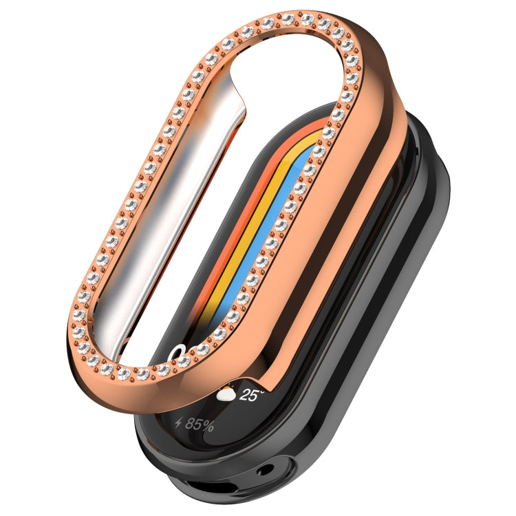 For Xiaomi Smart Band 9 Diamond Half Coverage Hollow PC Watch Protective Case(Rose Gold) - Watch Cases by buy2fix | Online Shopping UK | buy2fix