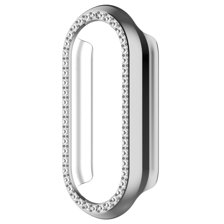 For Xiaomi Smart Band 9 Diamond Half Coverage Hollow PC Watch Protective Case(Silver) - Watch Cases by buy2fix | Online Shopping UK | buy2fix