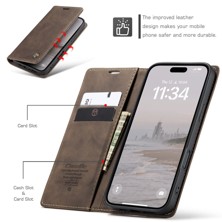 For iPhone 16 Pro Max CaseMe 013 Multifunctional Horizontal Flip Leather Phone Case(Coffee) - iPhone 16 Pro Max Cases by CaseMe | Online Shopping UK | buy2fix