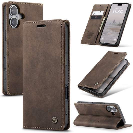 For iPhone 16 Plus CaseMe 013 Multifunctional Horizontal Flip Leather Phone Case(Coffee) - iPhone 16 Plus Cases by CaseMe | Online Shopping UK | buy2fix