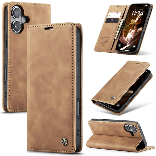 For iPhone 16 Plus CaseMe 013 Multifunctional Horizontal Flip Leather Phone Case(Brown) - iPhone 16 Plus Cases by CaseMe | Online Shopping UK | buy2fix