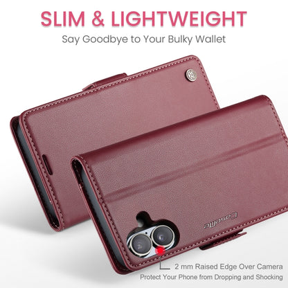 For iPhone 16 CaseMe 023 Butterfly Buckle Litchi Texture RFID Anti-theft Leather Phone Case(Red) - iPhone 16 Cases by CaseMe | Online Shopping UK | buy2fix