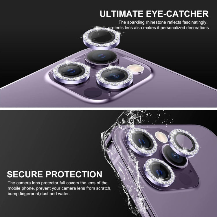 For iPhone 16 Pro / 16 Pro Max ENKAY AR Anti-reflection Individual Diamond Ring Camera Lens Glass Full Film(Light Purple) - iPhone 16 Pro Max Tempered Glass by ENKAY | Online Shopping UK | buy2fix