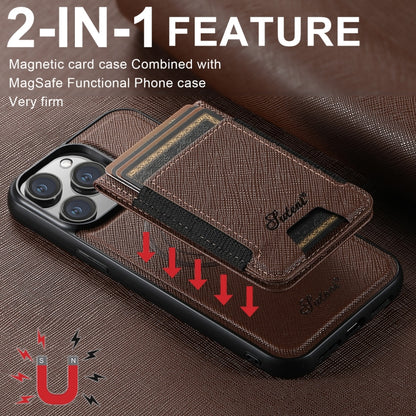 For iPhone 15 Pro Suteni H17 Cross Grain Leather MagSafe Detachable Wallet Phone Case(Black) - iPhone 15 Pro Cases by Suteni | Online Shopping UK | buy2fix