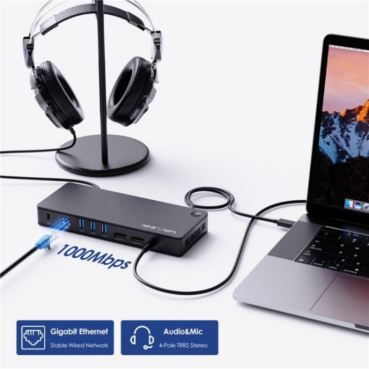 WAVLINK UTD22 Support 96W Laptop Charging USB4 Docking Station Dual Monitor USB-C Hub(UK Plug) -  by WAVLINK | Online Shopping UK | buy2fix