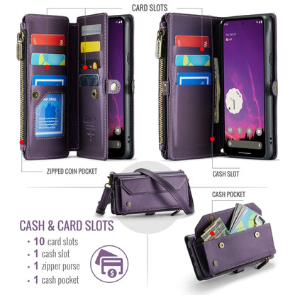 For Google Pixel 9 Pro XL CaseMe C36 Card Slots Zipper Wallet RFID Anti-theft Leather Phone Case(Purple) - Google Cases by CaseMe | Online Shopping UK | buy2fix