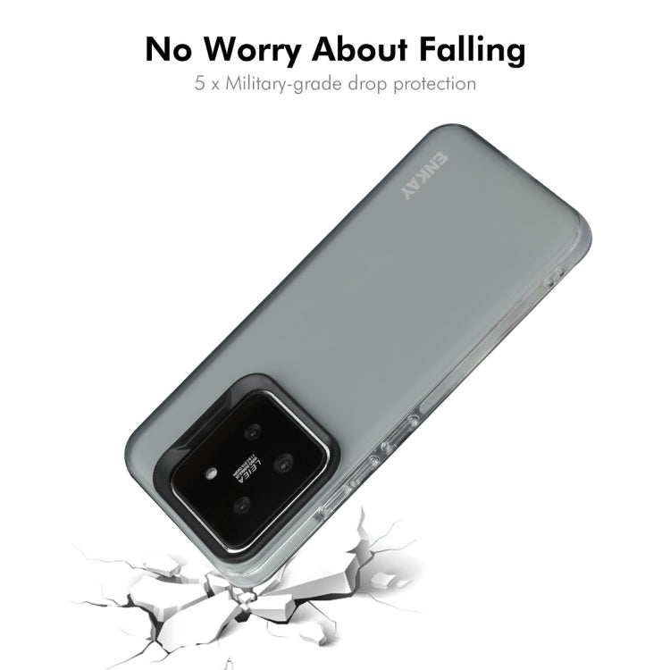 For Xiaomi 14 ENKAY Hat-Prince Translucent Matte TPU Soft Phone Case + 9H Big Arc Edge Film(Grey) - 14 Cases by ENKAY | Online Shopping UK | buy2fix