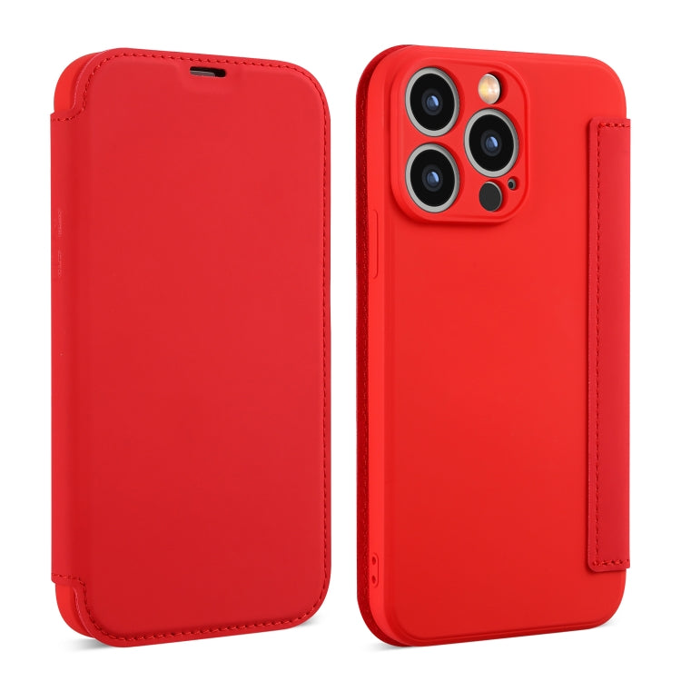 For iPhone 16 Pro Max Imitate Liquid Skin Feel Leather Phone Case with Card Slots(Red) - iPhone 16 Pro Max Cases by buy2fix | Online Shopping UK | buy2fix