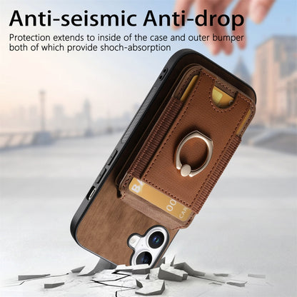 For iPhone 16 Retro Splitable Magnetic Stand Card Bag Leather Phone Case(Brown) - iPhone 16 Cases by buy2fix | Online Shopping UK | buy2fix