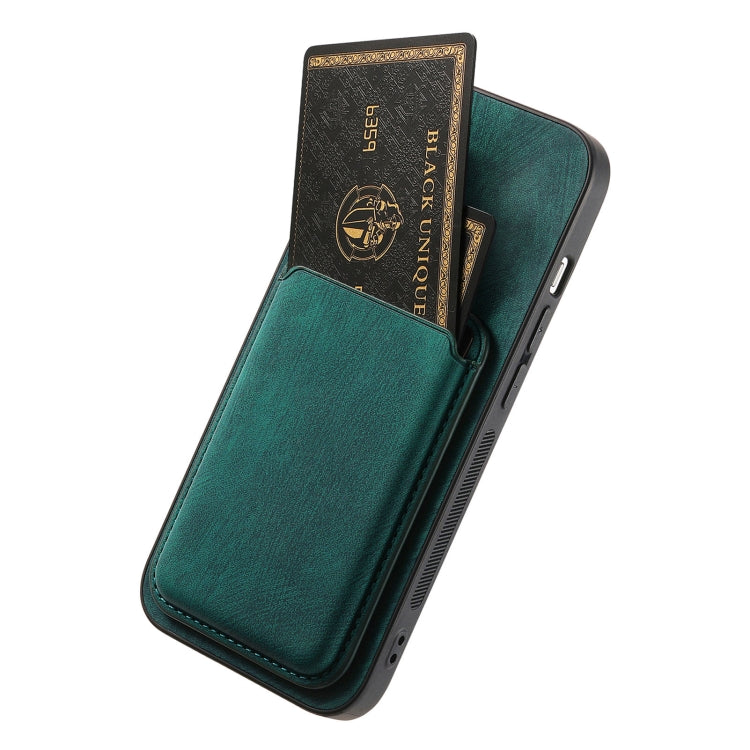 For iPhone 16 Retro Leather Card Bag Magnetic Phone Case(Green) - iPhone 16 Cases by buy2fix | Online Shopping UK | buy2fix