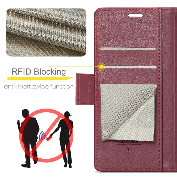 For Samsung Galaxy S24 FE 5G CaseMe 023 Butterfly Buckle Litchi Texture RFID Anti-theft Leather Phone Case(Red) - Galaxy S24 FE 5G Cases by CaseMe | Online Shopping UK | buy2fix