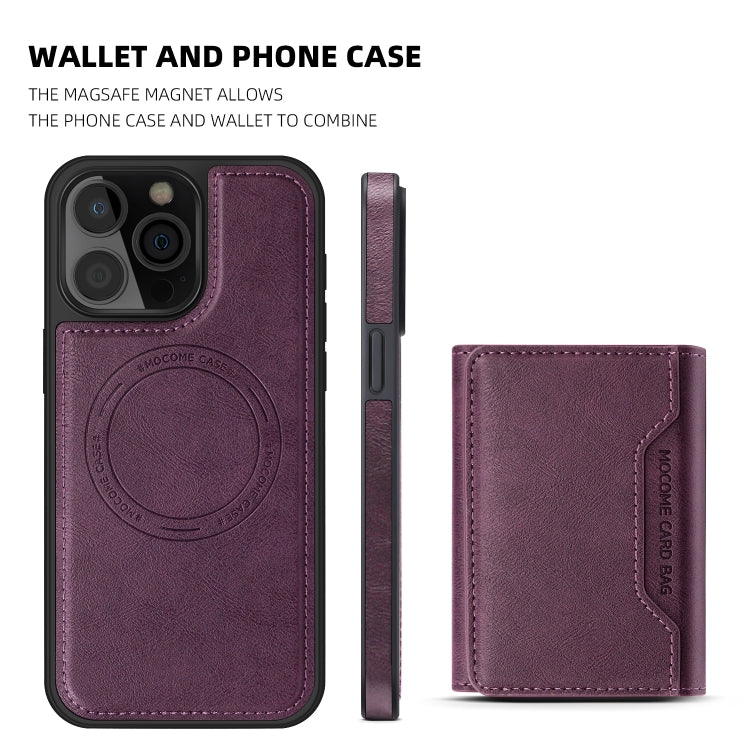 For iPhone 16 Pro Shield Multi-functional MagSafe Card Bag Phone Case(Purple) - iPhone 16 Pro Cases by buy2fix | Online Shopping UK | buy2fix