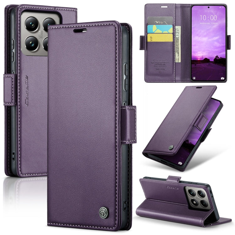 For Xiaomi 14T CaseMe 023 Butterfly Buckle Litchi Texture RFID Anti-theft Leather Phone Case(Purple) - 14T Cases by CaseMe | Online Shopping UK | buy2fix