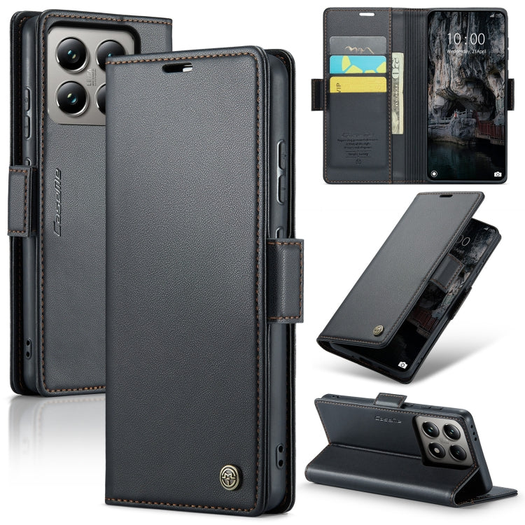 For Xiaomi 14T Pro CaseMe 023 Butterfly Buckle Litchi Texture RFID Anti-theft Leather Phone Case(Black) - 14T Pro Cases by CaseMe | Online Shopping UK | buy2fix