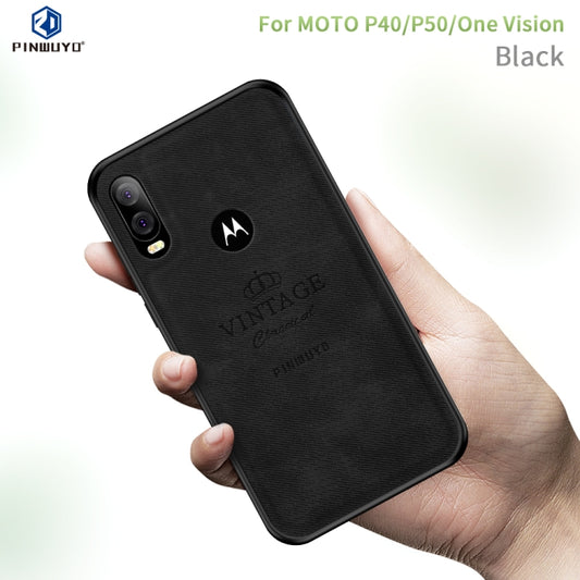 PINWUYO Shockproof Waterproof Full Coverage PC + TPU + Skin Protective Case for Motorola Moto P40 / P50 / One Vision(Black) - Motorola Cases by PINWUYO | Online Shopping UK | buy2fix