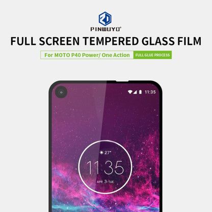 For MOTO P40 Power / One Action PINWUYO 9H 2.5D Full Screen Tempered Glass Film(Black) - Motorola Tempered Glass by PINWUYO | Online Shopping UK | buy2fix