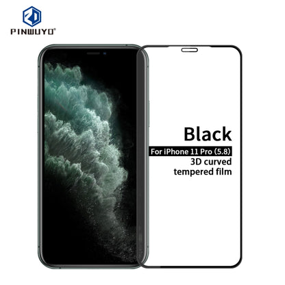 For iPhone 11 Pro  PINWUYO 9H 3D Curved Tempered Glass Film(Black) - iPhone 11 Pro Tempered Glass by PINWUYO | Online Shopping UK | buy2fix