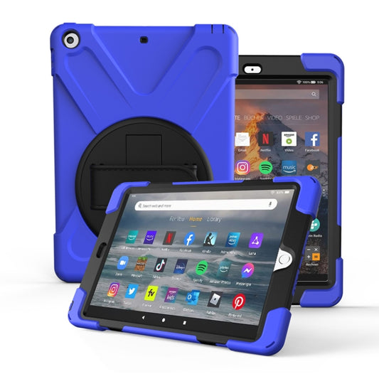 For Amazon fire 7 (2017)(2019) 360 Degree Rotation PC + Silicone Protective Case with Holder & Hand-strap(Dark Blue) - Amazon by buy2fix | Online Shopping UK | buy2fix