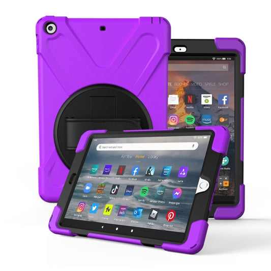 For Amazon fire HD10(2017)(2018)(2019)  360 Degree Rotation PC + Silicone Protective Case with Holder & Hand-strap(Purple) - Amazon by buy2fix | Online Shopping UK | buy2fix