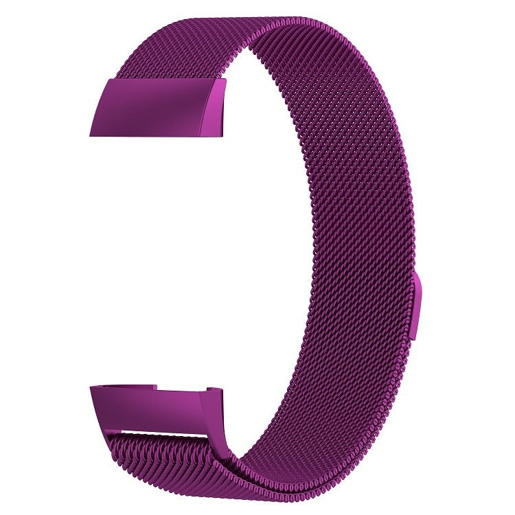 Stainless Steel Magnet Watch Band for FITBIT Charge 4 / 3, Large Size: 210x18mm(Dark Purple) - Watch Bands by buy2fix | Online Shopping UK | buy2fix