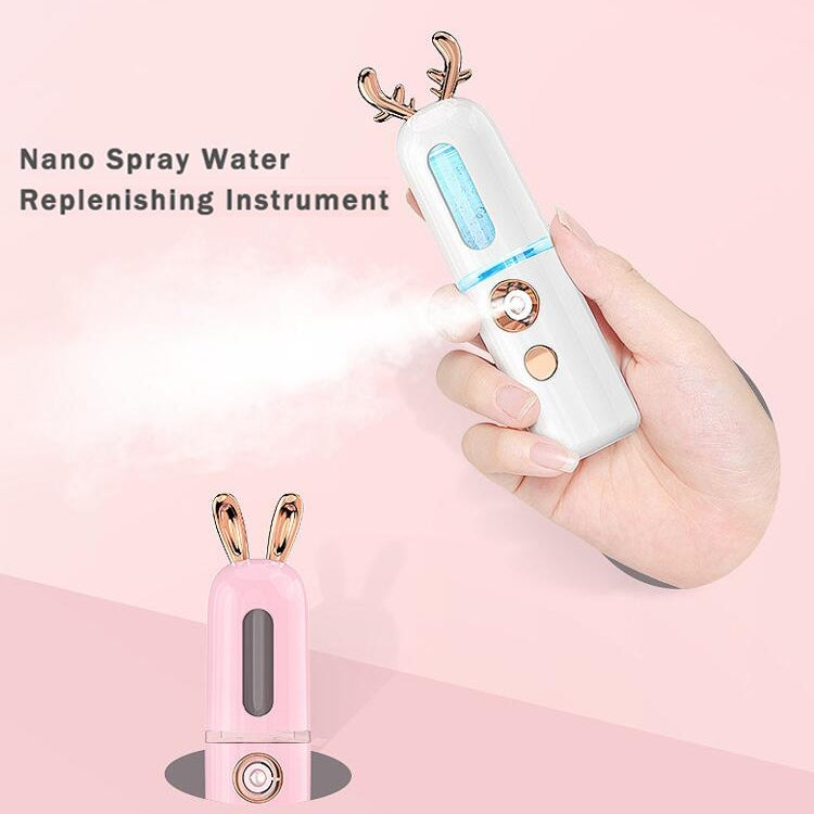 Facial Steamer Nano Spray Water Replenishing Instrument Portable Cold Spray Machine Charging Beauty Instrument Automatic Alcohol Sprayer, Style:Cute Rabbit(Pink) - Beauty Instrument by buy2fix | Online Shopping UK | buy2fix