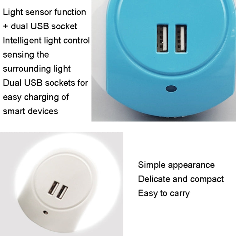 A78B LED Night Light With USB Port Intelligent Light Control Sensor Light, Plug:EU Plug(Pink) - Sensor LED Lights by buy2fix | Online Shopping UK | buy2fix