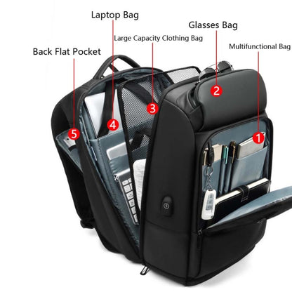 Business Travel Bag PVC Waterproof Backpack(Black) - Double-shoulder Bags by buy2fix | Online Shopping UK | buy2fix