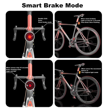 Bicycle Smart Sensor Brake Light USB Tail Light Warning Light(Red) - Taillights by buy2fix | Online Shopping UK | buy2fix