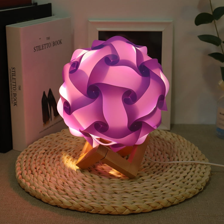 Creative Bedroom Bedside Night Light USB Round Romantic Room Decoration Lamp with Wood Base, Style: Finished Product(Purple) - Novelty Lighting by buy2fix | Online Shopping UK | buy2fix