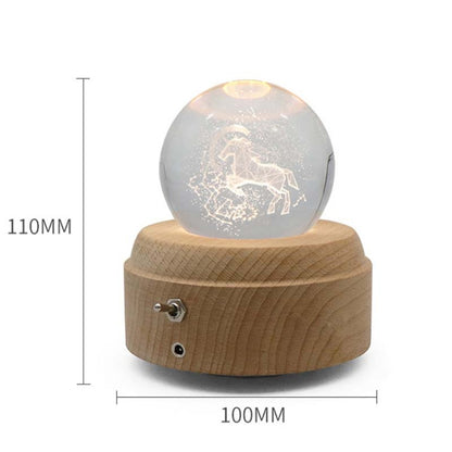 Girl Bedside Lamp Crystal Ball Wooden Base Music Box Charging Glow Rotating Night Light, Random Music(Ballet) - Novelty Lighting by buy2fix | Online Shopping UK | buy2fix