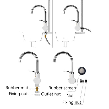 Kitchen Instant Electric Hot Water Faucet Hot & Cold Water Heater CN Plug Specification: With Shower Lower Water Inlet - Faucets & Accessories by buy2fix | Online Shopping UK | buy2fix