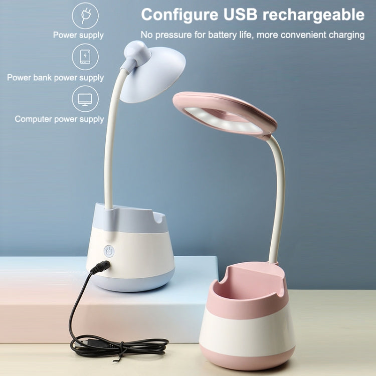 USB Charging LED Desk Light Eye Protection Lamp with Pen Holder and Phone Holder(CS276-1 Pink) - Desk Lamps by buy2fix | Online Shopping UK | buy2fix